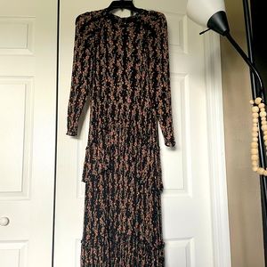 ZARA FLORAL MAXI RUFFLE ELEGANT DRESS raglan sleeve with ruffle details & layer